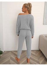 Gray Dolman Sleeve Sweater and Knit Pants Set